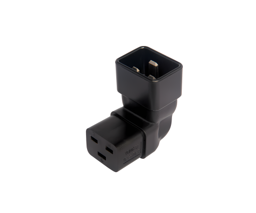 C19 to C20 angled mains adapter, YL-3318L-2 IEC 60320-C19/20 angled, bottom/top