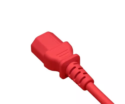 Kaltgerätekabel C13 auf C14, VDE, rot, 0,5m IEC 60320-C13/C14, Verlängerung, 0,75mm²