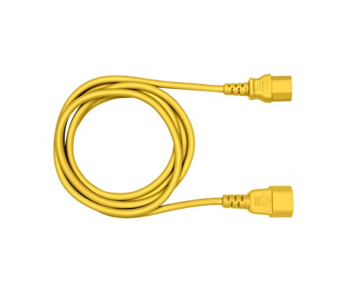 Cable de alimentación C13 a C14, amarillo, 0,75 mm², prolongación, VDE, longitud 0,50 m