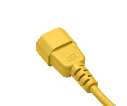 Cable de alimentación C13 a C14, amarillo, 0,75 mm², prolongación, VDE, longitud 0,50 m