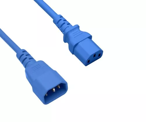 Kaltgerätekabel C13 auf C14, blau, 0,75mm², Verlängerung, VDE, Länge 1,80m