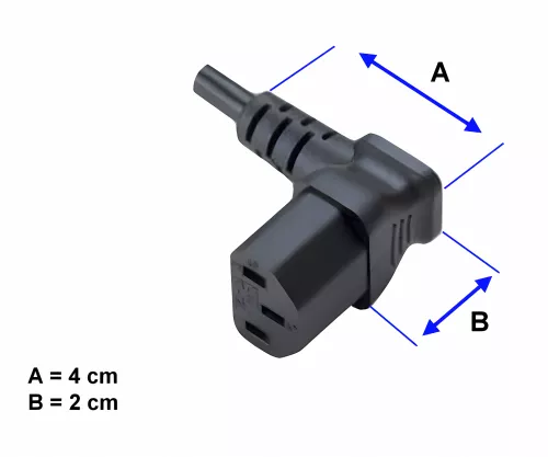 Cold appliance cable C13 90° down to C14, 0,75mm², VDE, black, length 0,30m