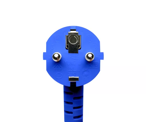 Netzkabel CEE 7/7 auf C13, 0,75mm², blau, 0,5m CEE 7/7 90°/IEC 60320-C13, VDE