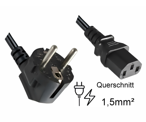 Netzkabel mit einem extra großen Querschnitt 1,5mm²