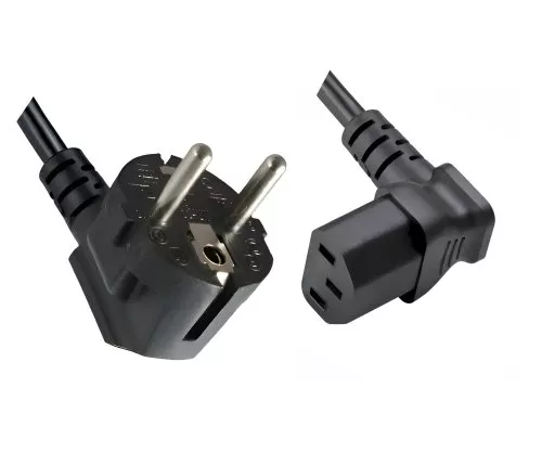 Power Cord CEE 7/7 90° to C13 90°, 1mm², VDE, black, length 3,00m