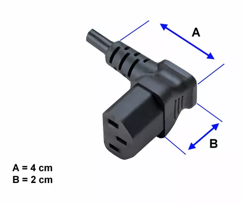 Câble secteur CEE 7/7 90° sur C13 90°, 1mm², VDE, noir, longueur 3,00m