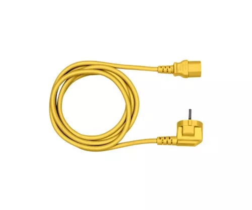 Maitinimo kabelis Europe CEE 7/7 90° į C13, 0,75 mm², VDE, geltonas, 1,80 m ilgio