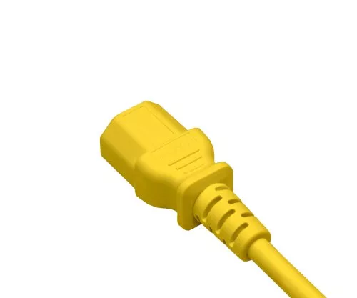 Câble secteur Europe CEE 7/7 90° sur C13, 0,75mm², VDE, jaune, longueur 1,80m