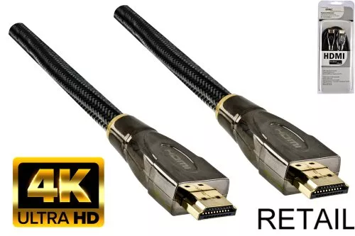 Kabel HDMI Premium, męski-męski, DINIC Dubai Range, czarny, długość 2,00 m, opakowanie typu blister