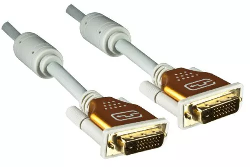 Cavo DVI-Digital Dual Link, 24+1 maschio-maschio, contatti placcati oro, multischermo, grigio, lunghezza 10,00 m, confezione in blister