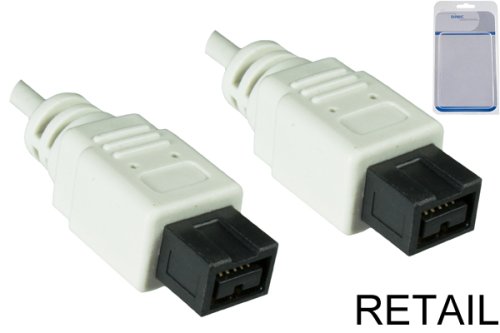 FireWire cable 9-pin plug to plug, 1.00m connection cable IEEE 1394b, white