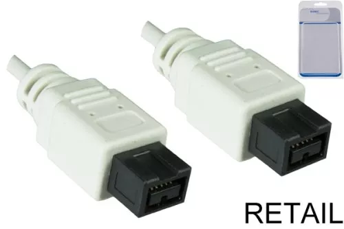 Καλώδιο FireWire 9-pin plug to plug, 1.00m καλώδιο σύνδεσης IEEE 1394b, λευκό