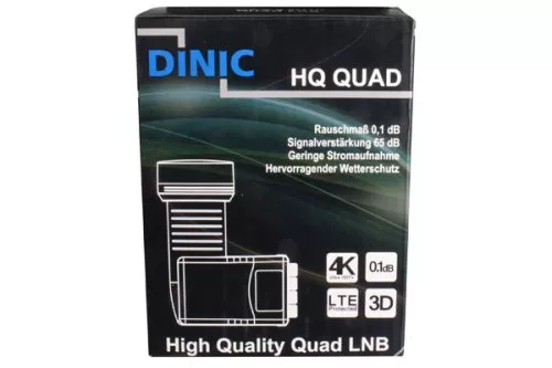 DINIC Premium Quad-LNB mit 4x F-Anschluss, Satellitenantennen-Umwandler, inkl. Wetterschutz