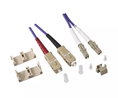 Câble à fibres optiques OM4, 50µ, connecteur LC / SC multimode, violet érica, duplex, LSZH, 30m