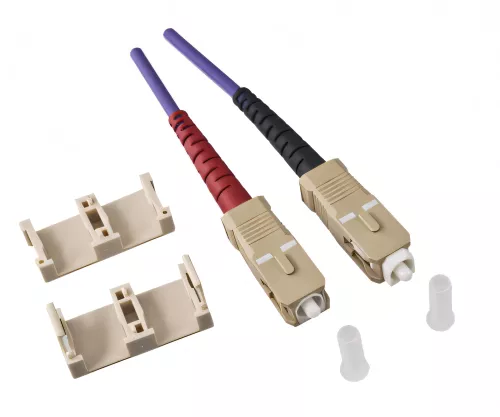 Cavo in fibra ottica OM4, 50µ, connettore SC / SC multimodale, eric violet, duplex, LSZH, 15m