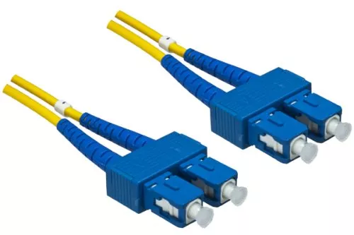 Fiberoptisk kabel OS1, 9µ, SC/SC-kontakt, enkeltmodus, dupleks, gul, LSZH, 15m