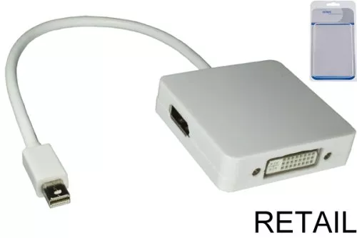 Adapter Mini DisplayPort auf HDMI/DVI/DP, 3-in-1 Adapter, weiß, Länge 0,20m, Blister