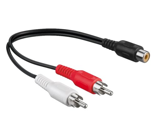 Adaptador áudio 1x tomada RCA para 2x ficha, 0,20m, embalagem DINIC