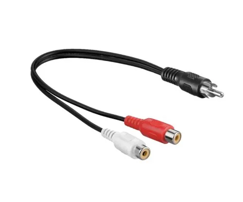 DINIC Audio-Video Cinch-Kabel, 1x Stecker auf 2x Buchse, 0,20m, schwarz