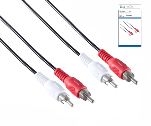 DINIC Audio Cable 2x RCA Male to Male, 5m Connection Cable Black