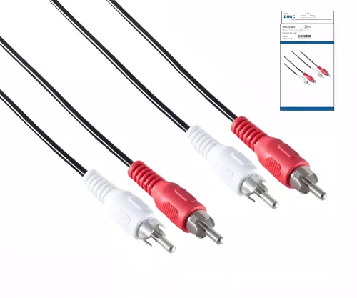 DINIC Audio Kabel 2x Cinch St. auf St., 5m Anschlusskabel schwarz