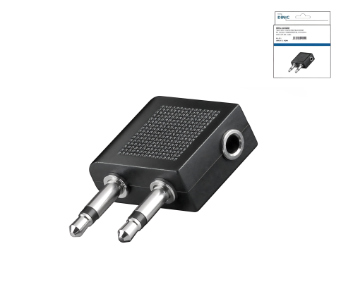 Adapter 2x 3.5mm Jack to 3.5mm Socket, DINIC Box Headphone Adapter 3.5mm for Airplanes