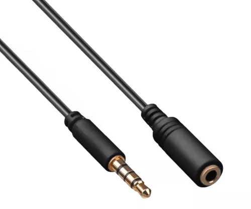 DINIC Audioverlängerung 3,5mm 4pin Klinke, 3m 4-Pin Klinkenverlängerung, Stecker auf Buchse, Box