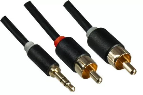 Câble audio 3,5mm mâle vers 2x RCA mâles, Monaco Range, noir, 10,00m