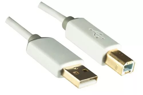 HQ USB 2.0 Cable A male to B male, Monaco Range, white, 2,00m