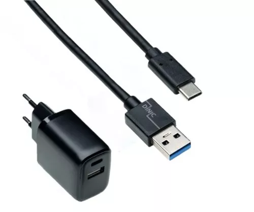 Adaptateur de charge USB PD/QC 3.0 avec câble A vers C 20W, 3,6V~5,9V/3A ; 6~9V/2A ; 9V~12V/1,5A