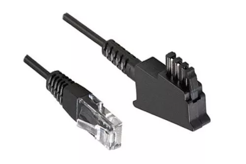 DINIC jungiamasis kabelis DSL / VDSL maršrutizatoriui, priskirti 2 kontaktų (8P2C) 4 ir 5 kaiščiai, juodos spalvos, ilgis 3,00 m, daugiasluoksnis maišelis