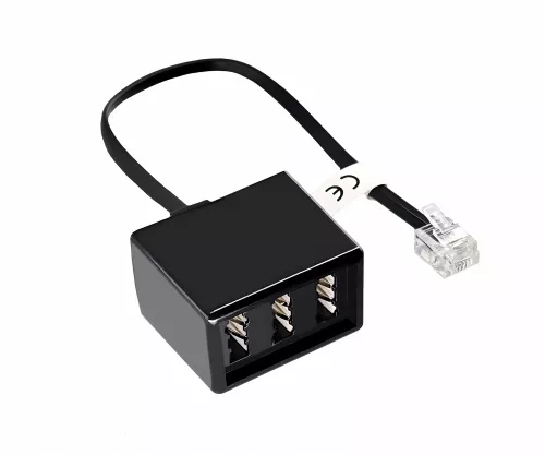 TAE Répartiteur 3x TAE N/F/F femelle sur RJ11/RJ45 mâle (6P4C), noir, DINIC Box avec trou européen, longueur 0,20m