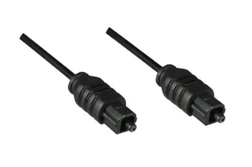 Câble Toslink, longueur 3,00m en noir, diamètre 2mm, connecteur plastique