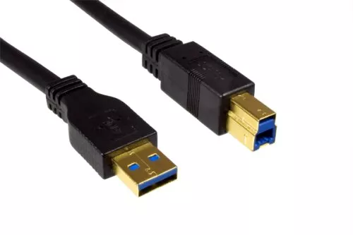 USB 3.0 Kabel A Stecker auf B Stecker, vergoldete Kontakte, schwarz, 1,00m, DINIC Polybag