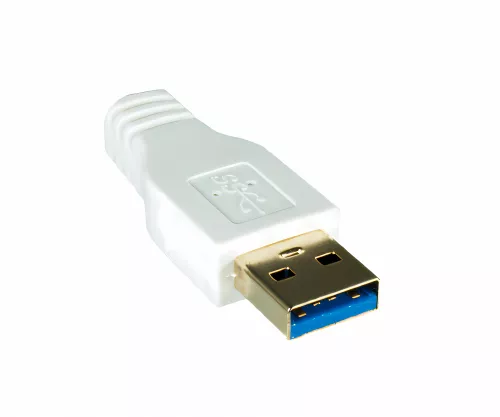 Câble USB 3.0 A mâle vers micro B 3.0 mâle, contacts dorés, blanc, 2,00m, DINIC Blister