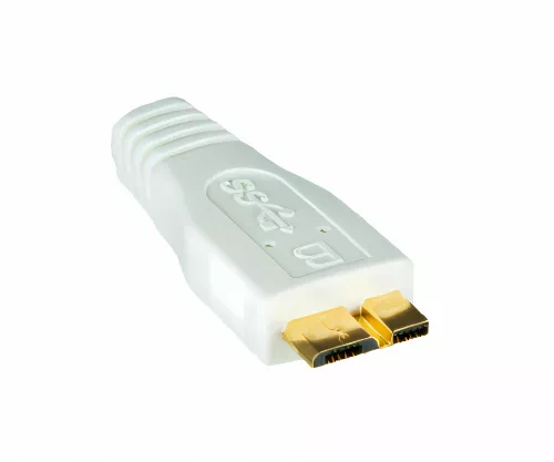 Câble USB 3.0 A mâle vers micro B 3.0 mâle, contacts dorés, blanc, 2,00m, DINIC Blister