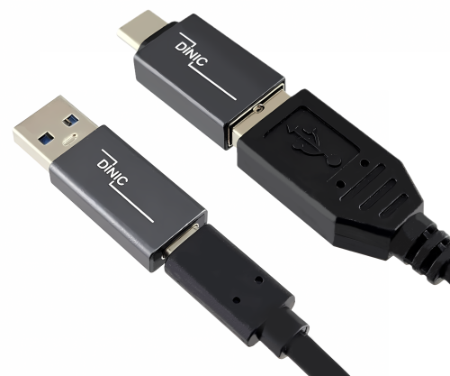 Készlet, 1x USB C dugó A-csatlakozóra + 1x C-csatlakozó A-csatlakozóra, 2x USB adapter, alumínium, űrszürke, DINIC doboz Euro lyukkal