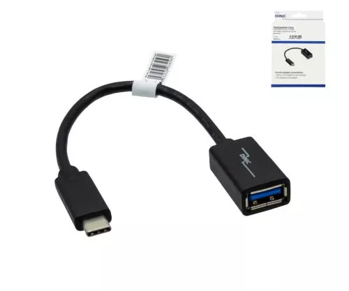 Adattatore USB-C da tipo C a presa 3,0 A, compatibile con OTG, nero, 0,20 m, DINIC Box
