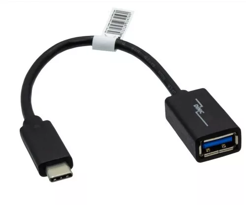 Adattatore USB-C da tipo C a presa 3,0 A, compatibile con OTG, nero, 0,20 m, DINIC Box