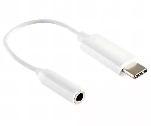 USB-C Adapter auf 3,5mm Audio (digital), weiß, mit Chipsatz, weiß, DINIC Box