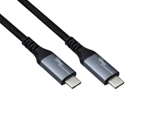 Kabel USB 3.2 HQ, tip vtiča C-C, črn, 0,50 m, podpira polnjenje 100 W (20 V/5 A), 20 GBit/s, večplastna vrečka