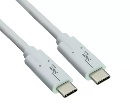 USB 3.2 Kabel Typ C-C Stecker, weiß, 0,50m, unterstützt 100W (20V/5A) Aufladung, Box (Karton)