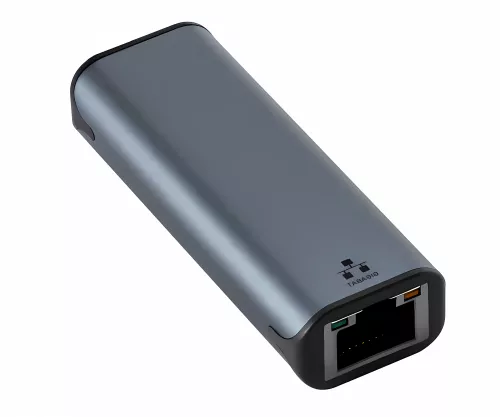 Adapter USB C-stekker/RJ45 Gbit LAN-aansluiting, 0,2 m, 10/100/1000 Mbps met autodetectie, space grijs, DINIC Box