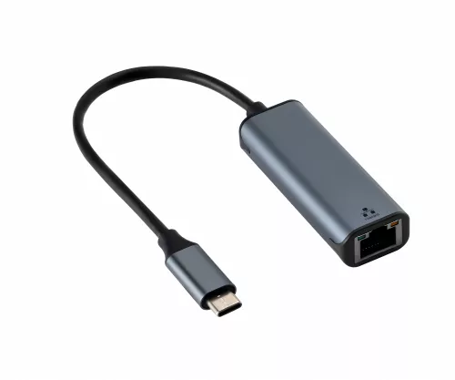 Adattatore spina USB C/presa LAN Gbit RJ45, 0,2 m, 10/100/1000 Mbps con rilevamento automatico, grigio spazio, confezione DINIC