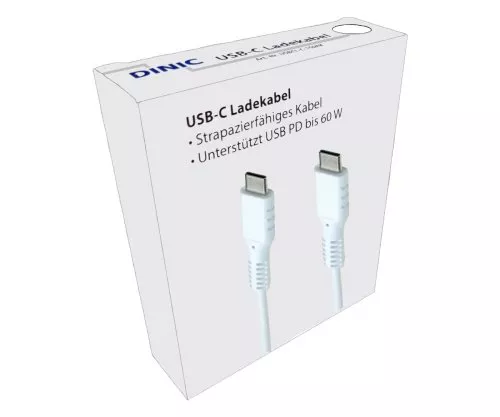 USBCL-C-15W USB type C til C opladningskabel i reklameboks, hvid, 1,5 m