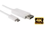 Kábel USB 3.1 typ C na konektor DisplayPort, 4K*2K@60Hz, biely, dĺžka 2,00 m, blister DINIC