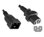 Warm device cable C15 to C20, 1mm², extension, VDE, black, length 1.80m