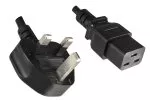 Câble secteur Angleterre type G 13A sur C19, 1,5mm², homologué : ASTA /SASO /HK , noir, longueur 1,80m