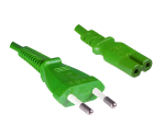 Power cord Euro plug type C to C7, 0,75mm², VDE, green, length 1,80m