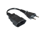 Power cord extension, Euro plug to Euro socket, 0.75mm², black, length 0.20m